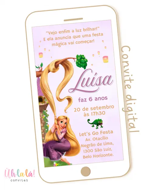 Convite Digital Rapunzel Enrolados