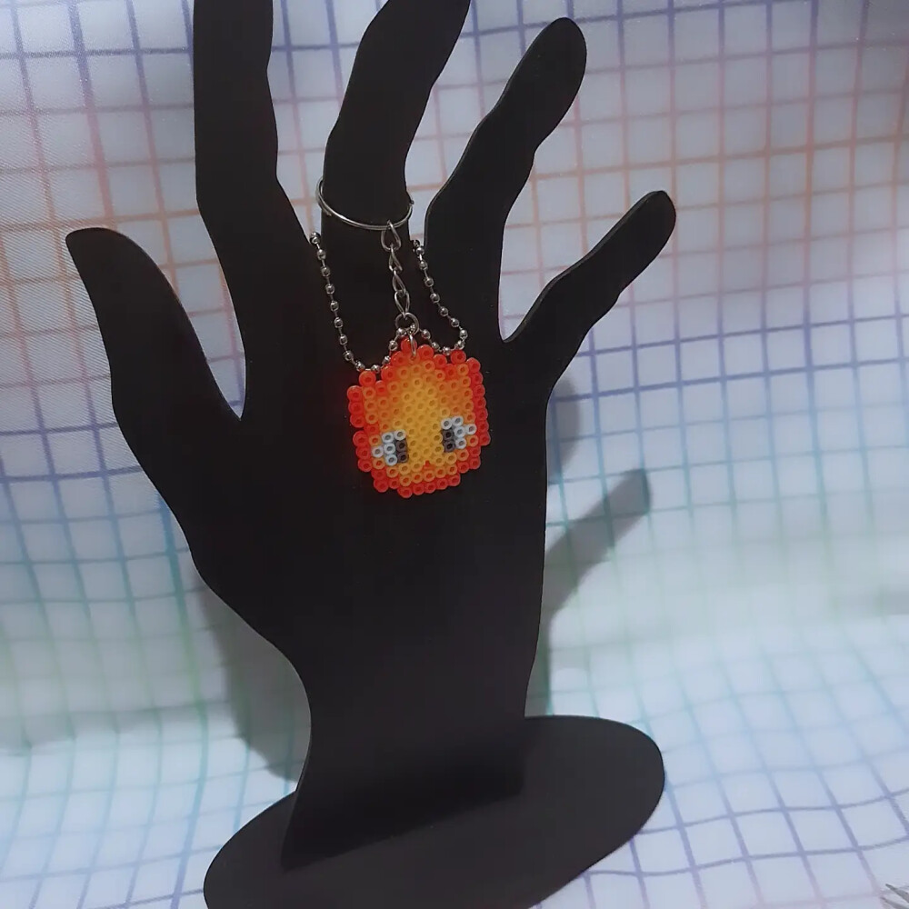 Chaveiro Calcifer | O Castelo Animado | Hama Beads | PixelArte