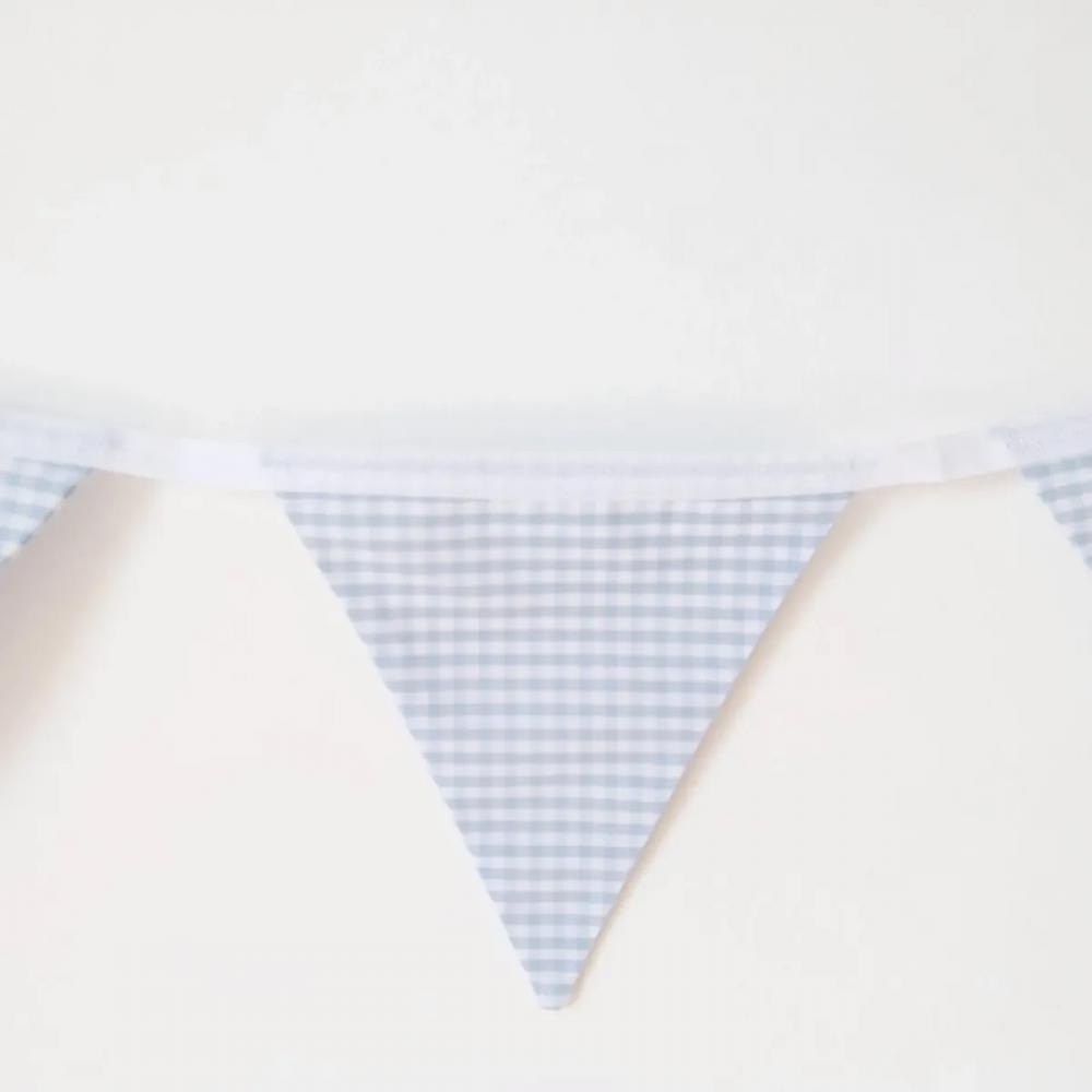 Bandeirinhas Em Tecido Xadrez Vichy Azul E Branco