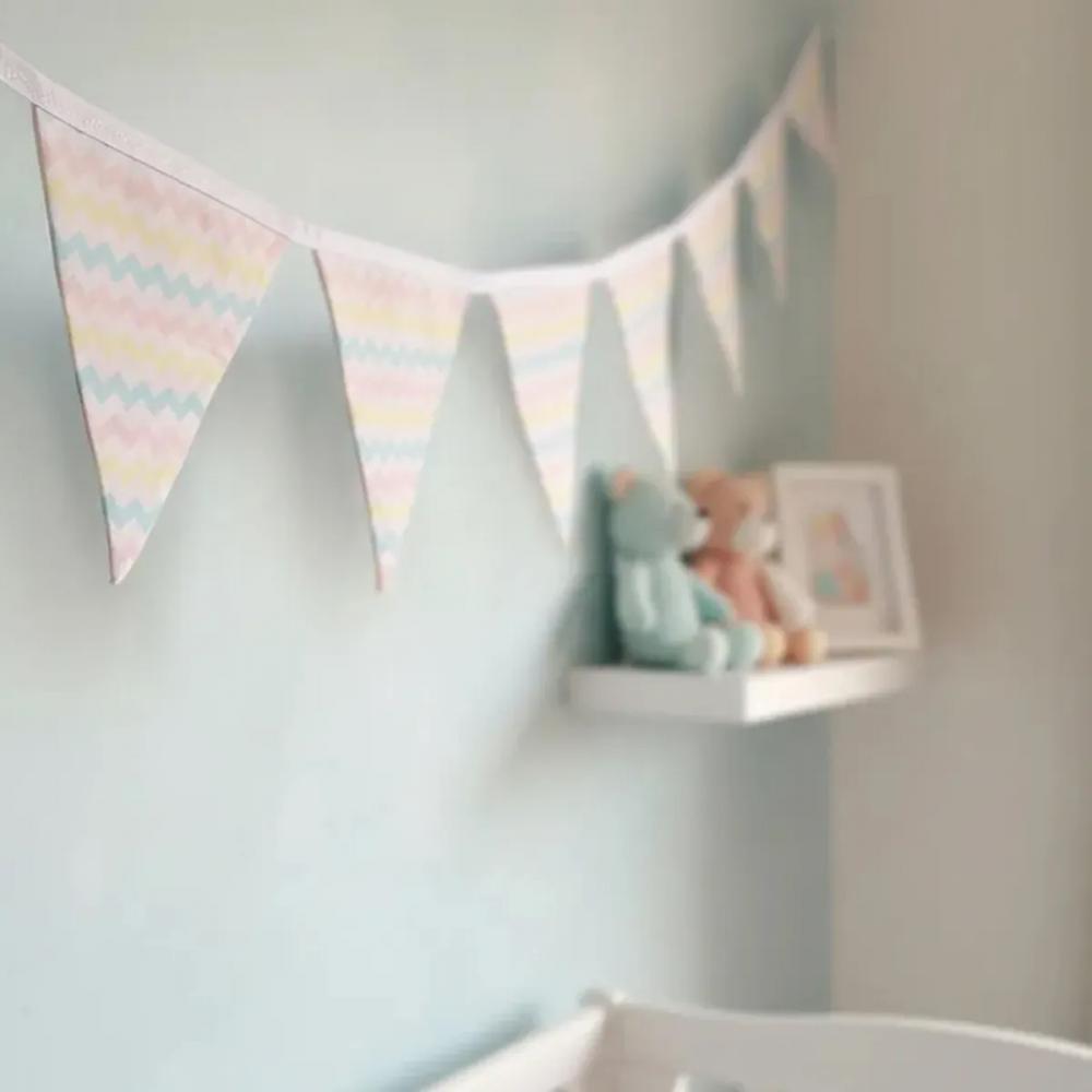 Varal de Bandeirolas em Tecido Candy Colors Chevron