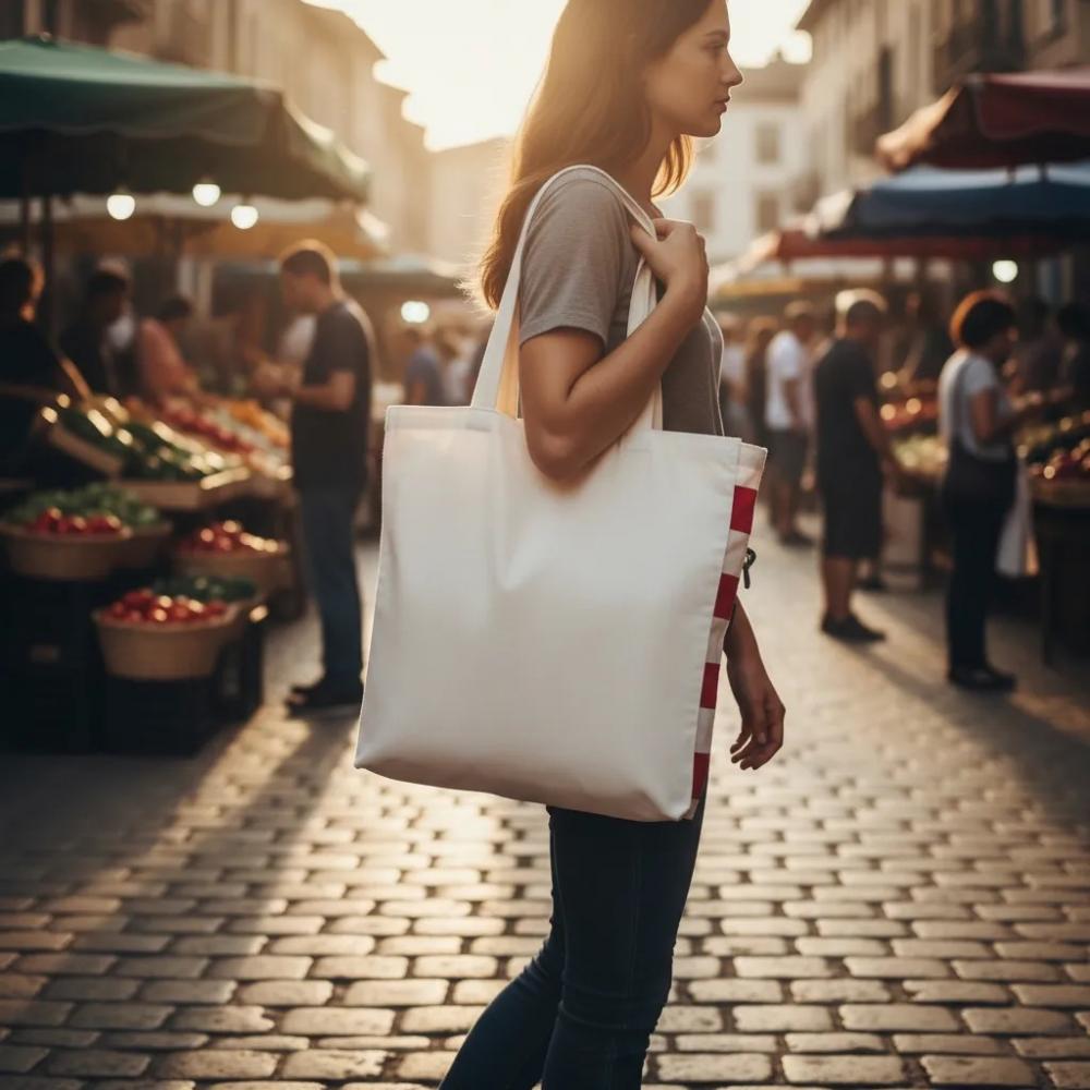 Tote Bag Crua com Detalhe Vinho