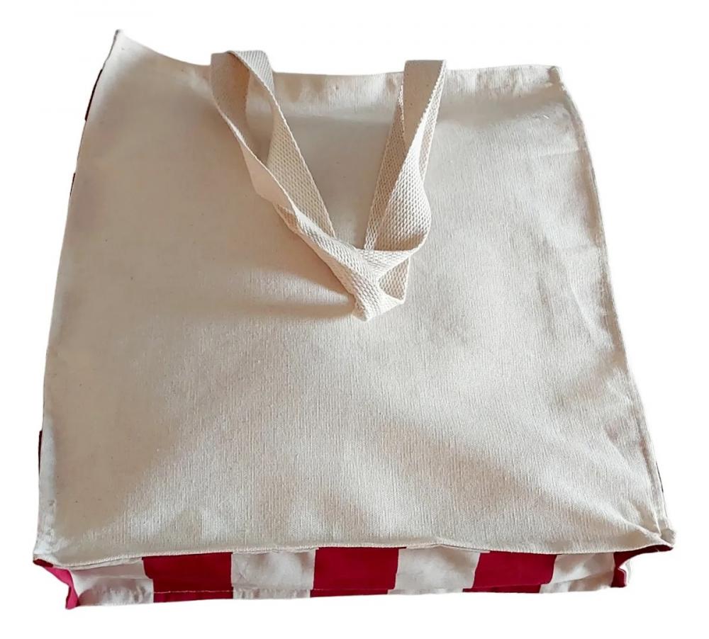 Tote Bag Crua com Detalhe Vinho