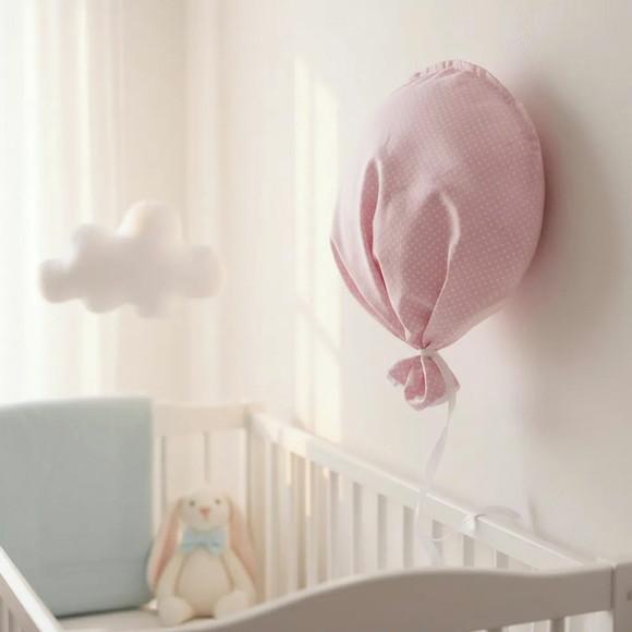 Almofada Balão Rosa Poá Branco para Parede