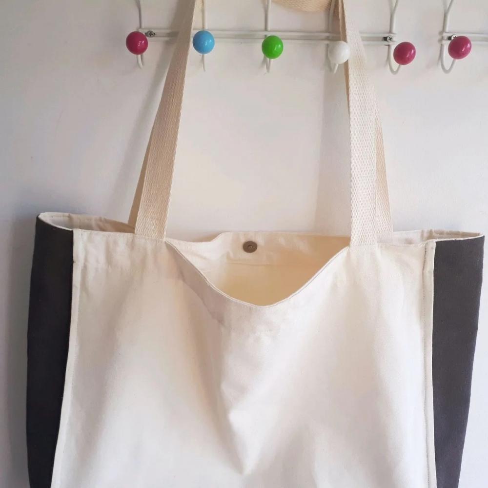 Tote Bag Sustentável Crua / Marrom Escuro