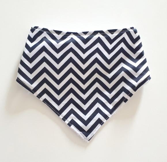 Babador atoalhado bandana Chevron Azul Marinho