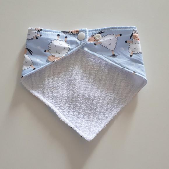 Babador atoalhado bandana Ovelhinhas em azul