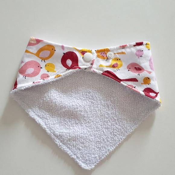 Babador atoalhado bandana passarinhos