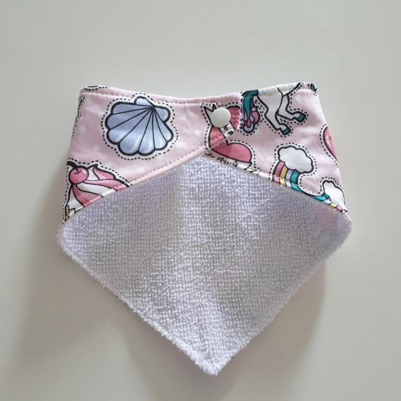 Babador atoalhado bandana Rosa unicórnio love ícones