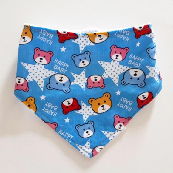 Babador atoalhado bandana Ursinhos Azul Flanela