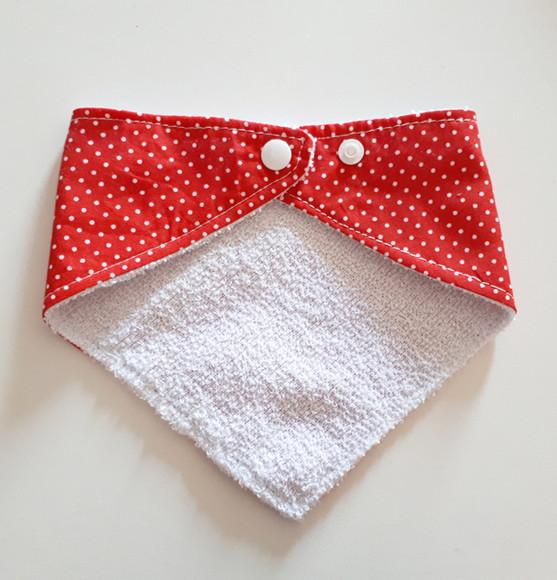 Babador atoalhado bandana Vermelho Poá Branco