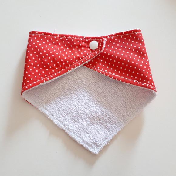 Babador atoalhado bandana Vermelho Poá Branco