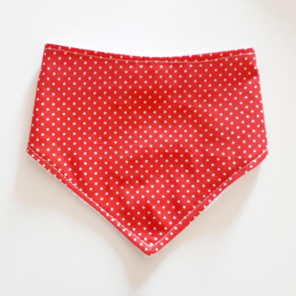 Babador atoalhado bandana Vermelho Poá Branco