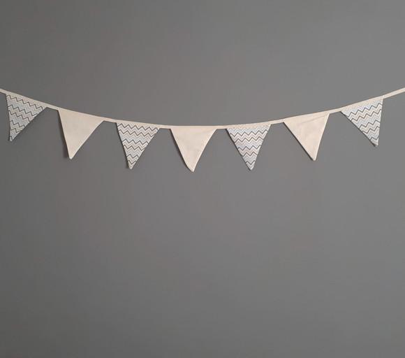 Bandeirinhas de tecido Marrom, bege e azul de tecido