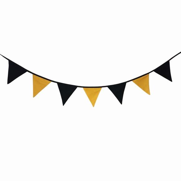 Bandeirinhas de Tecido Preto e Amarelo