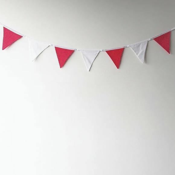 Bandeirinhas Tecido Poá Vermelho Branco