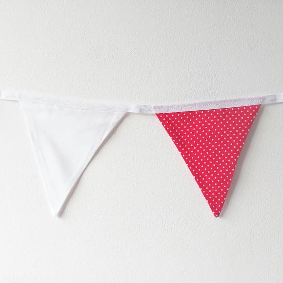 Bandeirinhas Tecido Poá Vermelho Branco