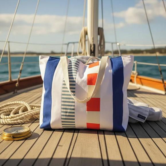 Bolsa Shoulder Tote Tudo Bonitinho Sarja Algodão Cru Azul