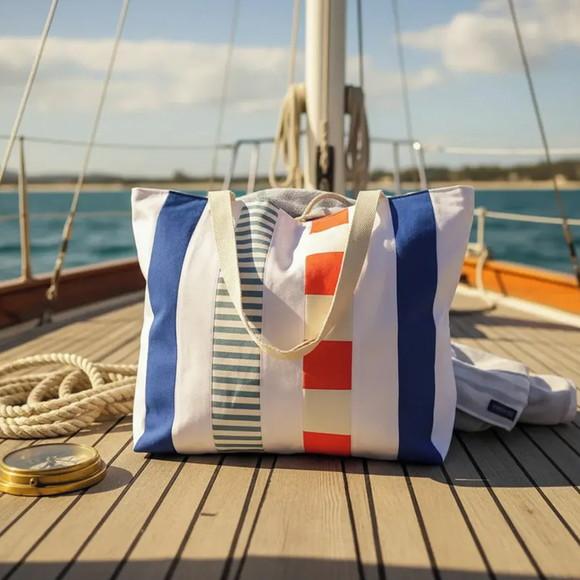 Bolsa Shoulder Tote Tudo Bonitinho Sarja Algodão Cru Azul