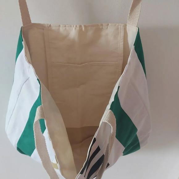 Bolsa Shoulder Tote Tudo Bonitinho Sarja Algodão Cru Verde