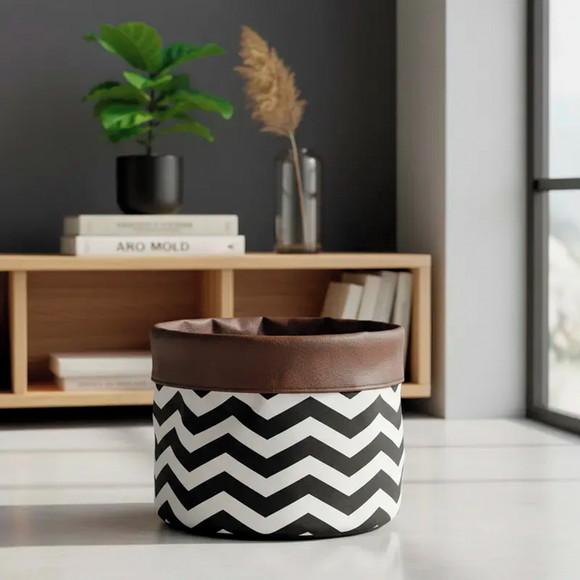 Cachepot Tecido Dupla Face Chevron Pb e Corano