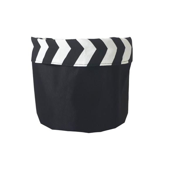 Cachepot Tecido Dupla Face Chevron Preto e Branco 25x25