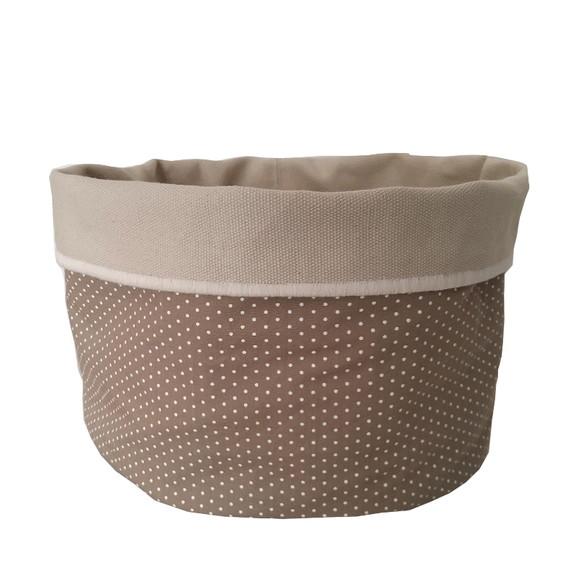 Cachepot Tecido Dupla face Poá Marrom mini