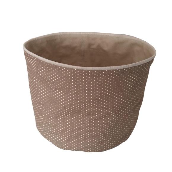 Cachepot Tecido Dupla face Poá Marrom mini