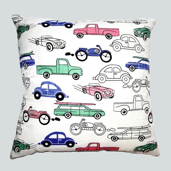 Capa de Almofada Carros & Motos Fundo Branco