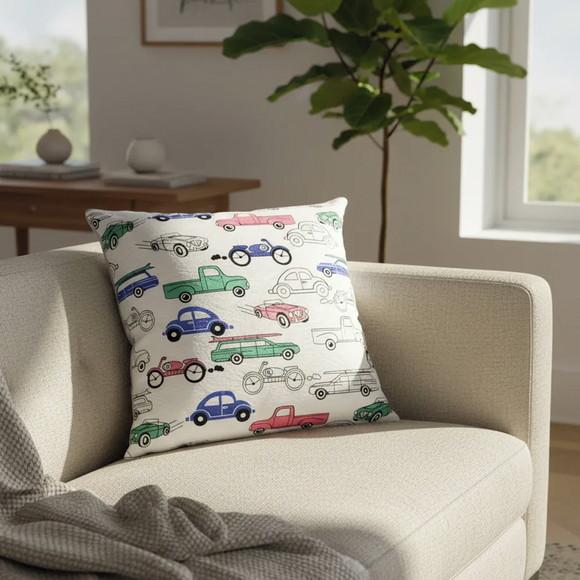 Capa de Almofada Carros & Motos Fundo Branco