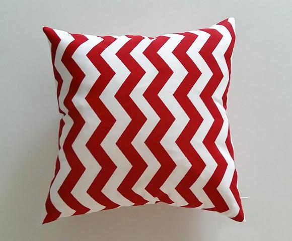 Capa de Almofada Chevron Vermelho Branco 45 cm x 45 cm