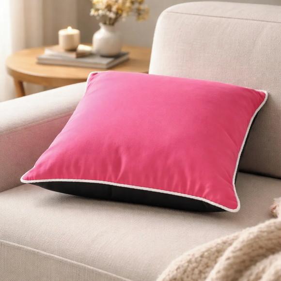 Capa de Almofada Color Pink Preta com Cordão
