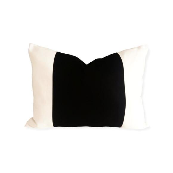Capa de Almofada Preta Branca Faixas 55 x 40