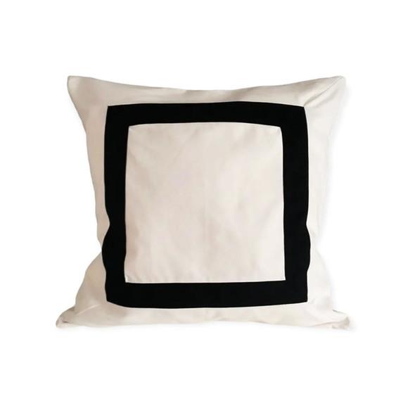 Capa de Almofada Preta e Branca Quadrado Moldura 45 x 45