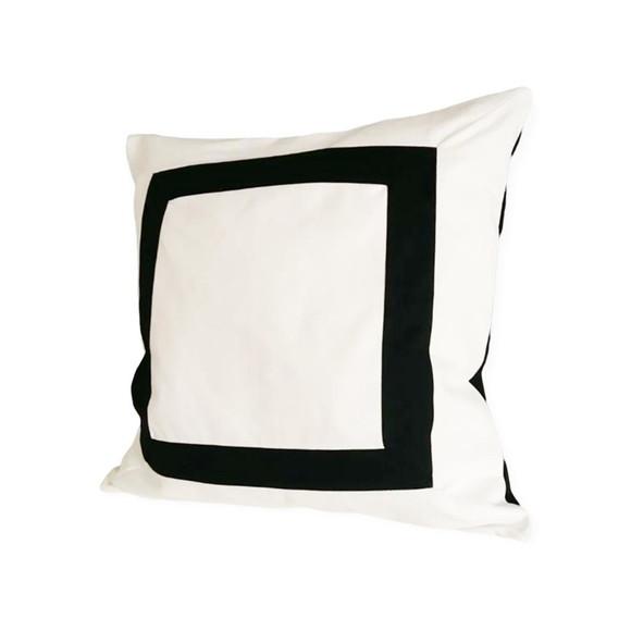 Capa de Almofada Preta e Branca Quadrado Moldura 45 x 45