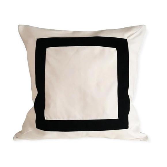 Capa De Almofada Preta E Branca Quadrado Moldura 50 X 50
