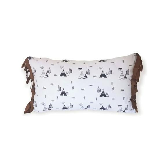 Capa de Almofada Tepee Retangular com Franja Camurça