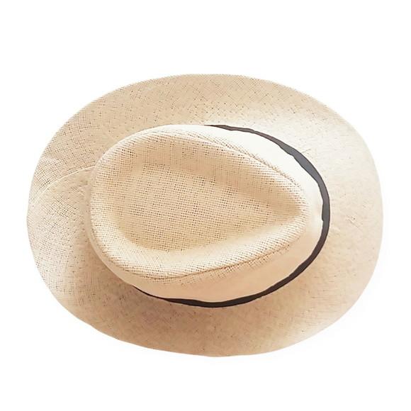 Chapéu creme panamá faixa preta