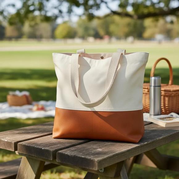 Tote Bag Crua com Detalhe em Corano