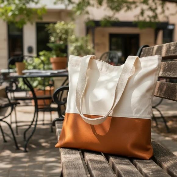 Tote Bag Crua com Detalhe em Corano