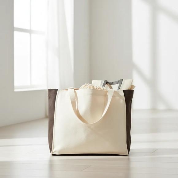 Tote Bag Sustentável Crua / Marrom Escuro
