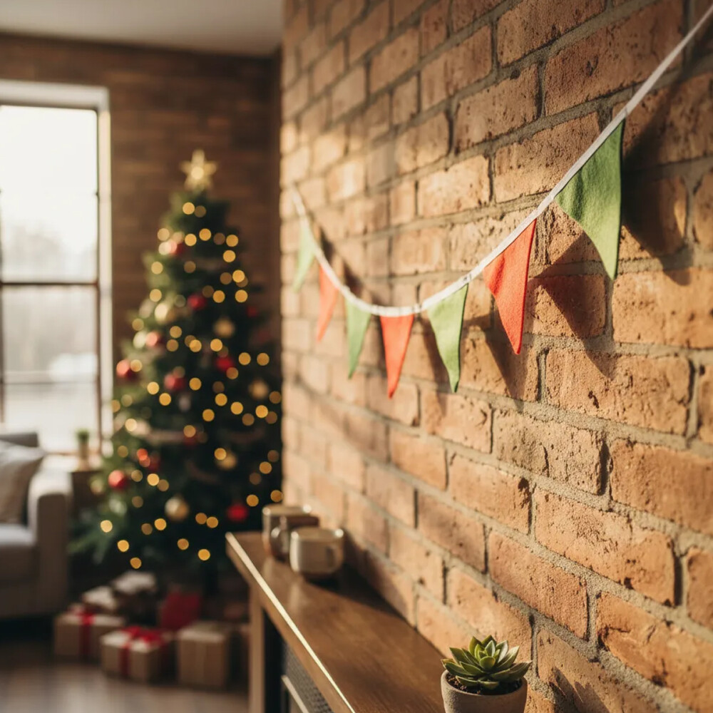 Bandeirinhas Decorativas Em Tecido Verde E Vermelha