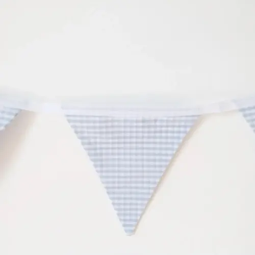 Bandeirinhas Em Tecido Xadrez Vichy Azul E Branco