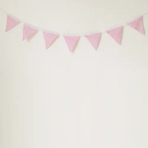 Bandeirinhas Em Tecido Xadrez Vichy Rosa E Branco