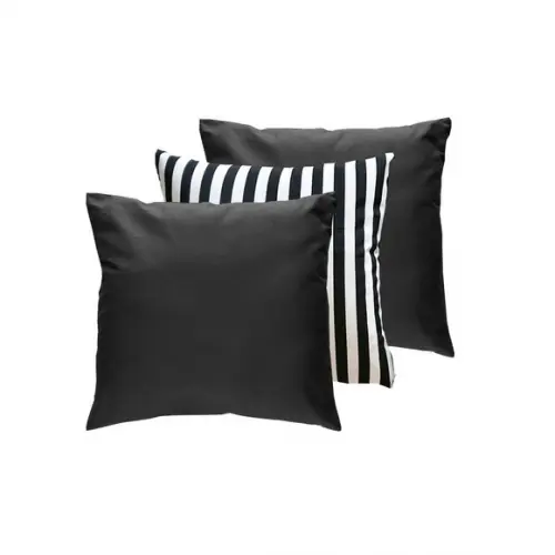 3 Capas de Almofadas lisas e listrada (preto)