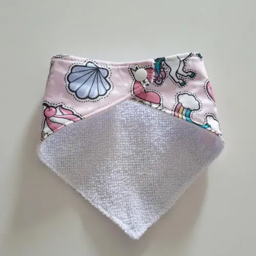 Babador atoalhado bandana Rosa unicórnio love ícones