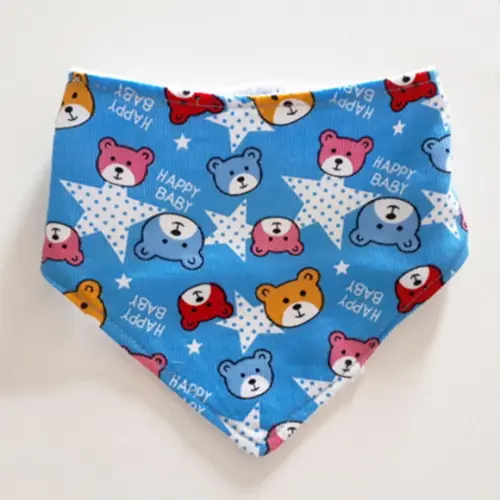 Babador atoalhado bandana Ursinhos Azul Flanela