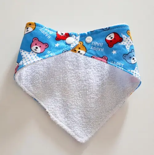 Babador atoalhado bandana Ursinhos Azul Flanela