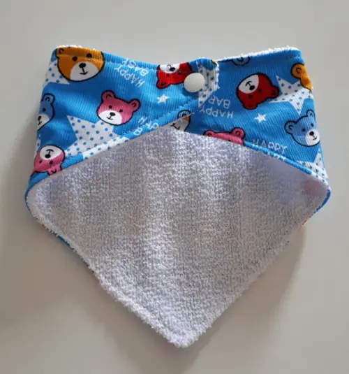 Babador atoalhado bandana Ursinhos Azul Flanela