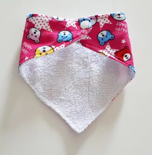 Babador atoalhado bandana Ursinhos Pink Flanela