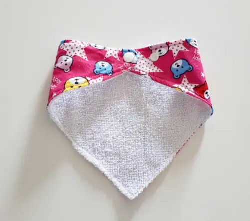 Babador atoalhado bandana Ursinhos Pink Flanela